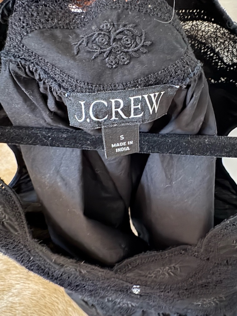 J. Crew Black Eyelet Trim Sleeveless Cotton Camisole - Picture 3 of 3